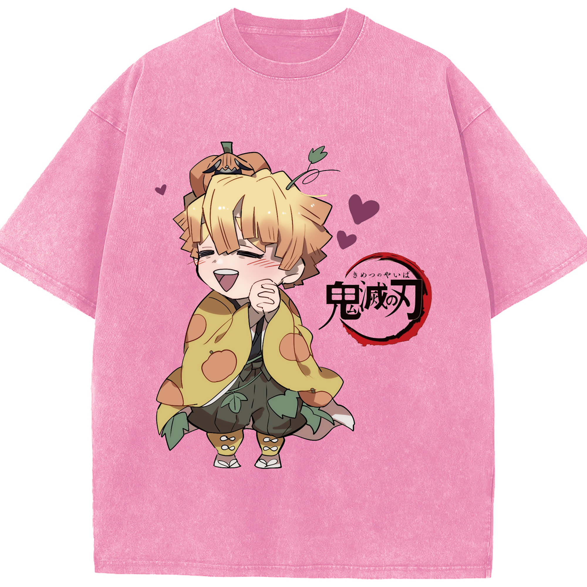 （画像用） 鬼滅の刃（きめつのやいば）我妻 善逸／あがつま ぜんいつ Agatsuma Zenitsu 綿100% ヴィンテージ風 半袖Tシャツ（フロントプリント）
